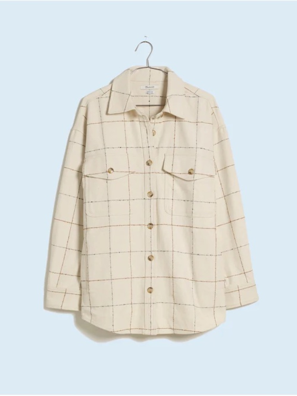 Madewell Bouclé Oversized Shirt-Jacket in Windowpane